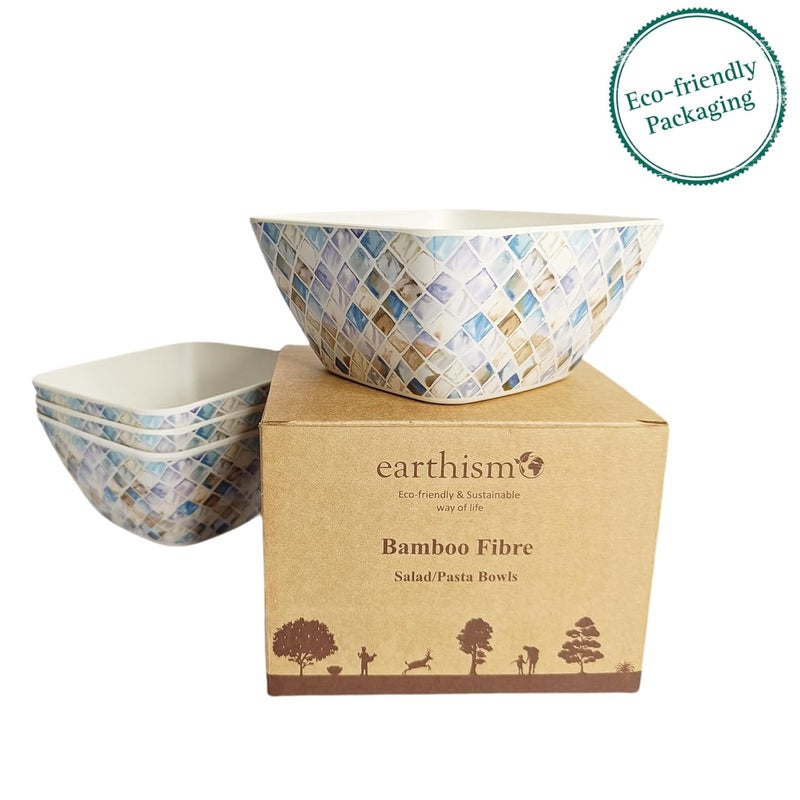 Earthism EcoFriendly Bamboo Fibre PastaSaladFruitMaggi Bowls 14 x 7 cm Set of 4 Contours Purple - Image 4