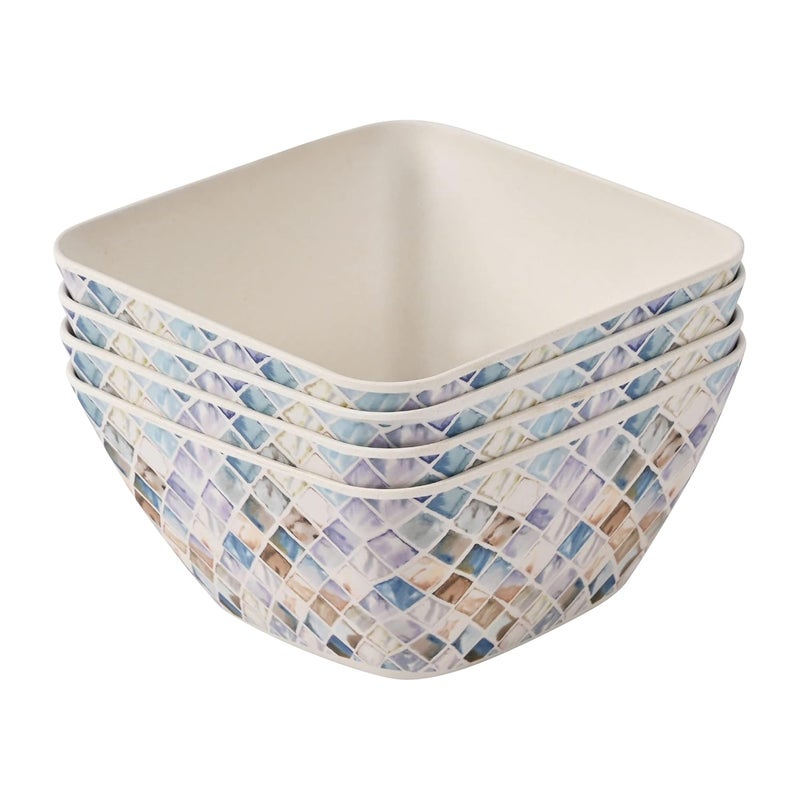 Earthism EcoFriendly Bamboo Fibre PastaSaladFruitMaggi Bowls 14 x 7 cm Set of 4 Contours Purple - Image 5