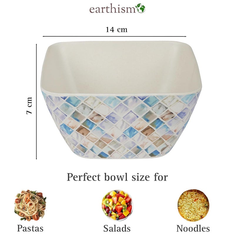 Earthism EcoFriendly Bamboo Fibre PastaSaladFruitMaggi Bowls 14 x 7 cm Set of 4 Contours Purple - Image 3