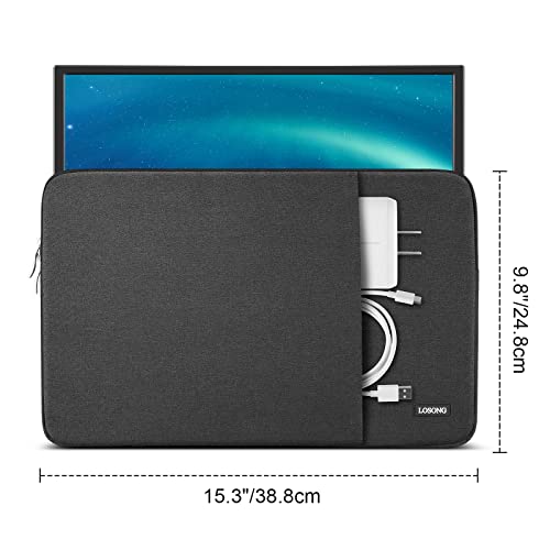 Losong Portable Monitor Case 15.6 Inch, Protective Carrying Sleeve for Most 16.1/15.6 in Monitors, Water Resistant Portable Laptop Display Bag with Accessory Pocket, Size-15.3"x9.8" Black - Image 2