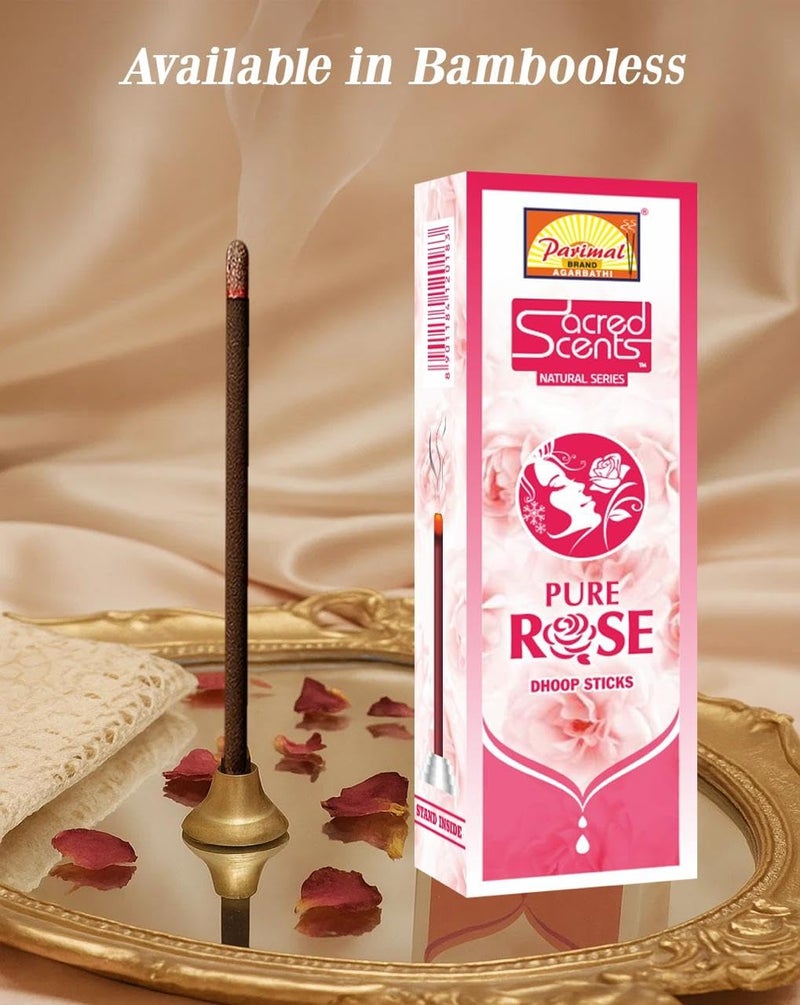 Parimal Pure Rose (Gulab) Dhoop/Dhup Sticks (78–88) (270g) | 45–60 Min Burn | Gulab dhup batti | Bamboo-Less Incense | Each Pack 45G | Rich, Long-Lasting Fragrance | Dhoop Holder Inside | Pack of 6 - Image 4