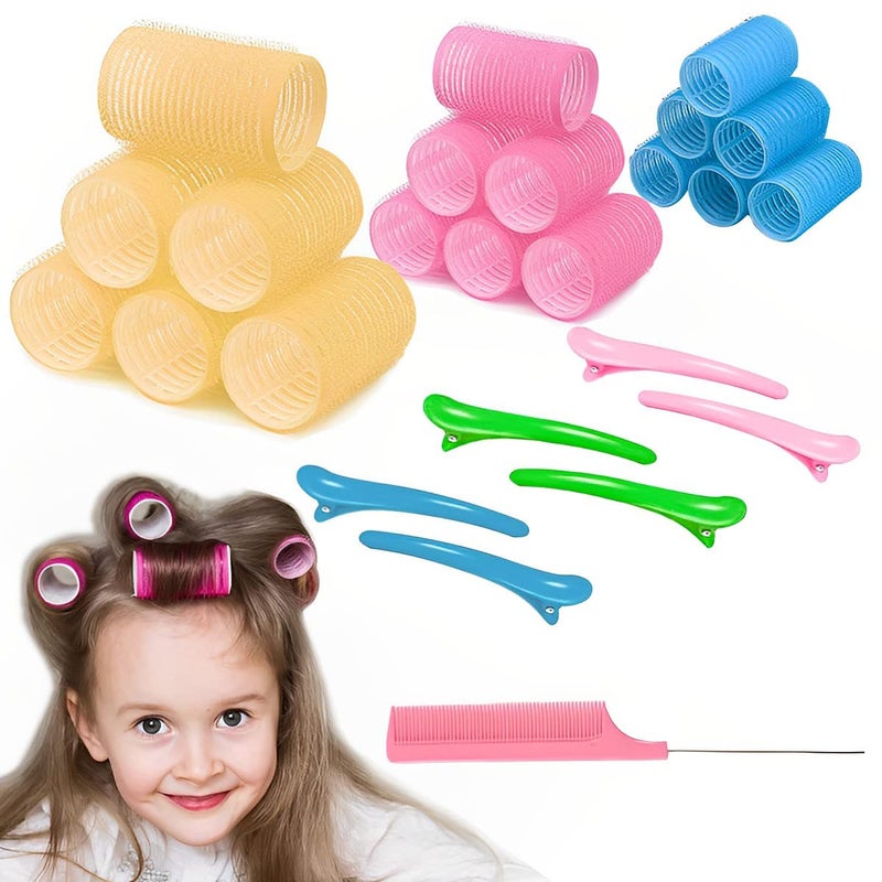 M'AYCREATE MAYCREATE® Heatless Hair Curler Roller Kit, 3 Sizes Self Grip Magic Hair Roller Clips for Long, Medium and Short Hair with 6 Bang Clips, 1 Stainless Steel Hair Comb - Image 1