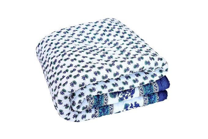 300 TC SINGLE BED JAIPURI RAZAI COTTON FIBER JAIPURI RAJAI AC QUILT FOR ALL SEASON SOFT RAJASTHANI COTTON COMFORTER GREY 55 X 85 INCH PACK OF 1