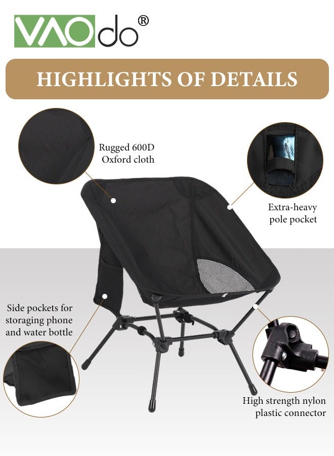 فاو دو كرسي تخييم خفيف الوزن قابل للطي، كرسي تخييم محمول صغير الحجم ومستقر للتخييم في الهواء الطلق، والسفر، والشاطئ، والنزهات، والمهرجانات، والمشي لمسافات طويلة، وحمل حقائب الظهر، يدعم 320 رطلاً، كرسي حمل حقائب الظهر، كرسي الشاطئ - Image 3