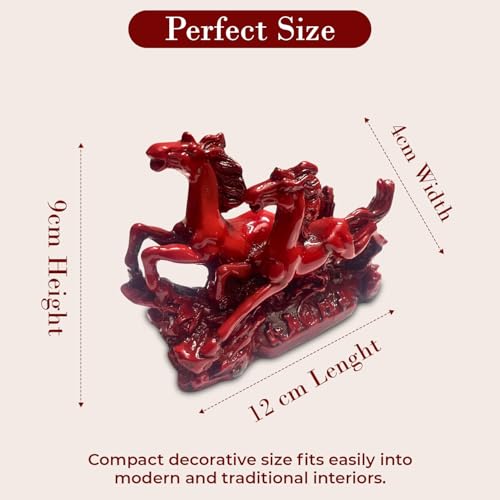 GJ Fengshui Vastu Running Horses Showpiece| Made in India (Red) - Image 3