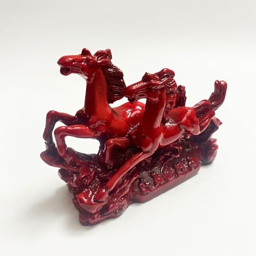 GJ Fengshui Vastu Running Horses Showpiece| Made in India (Red) - Image 1