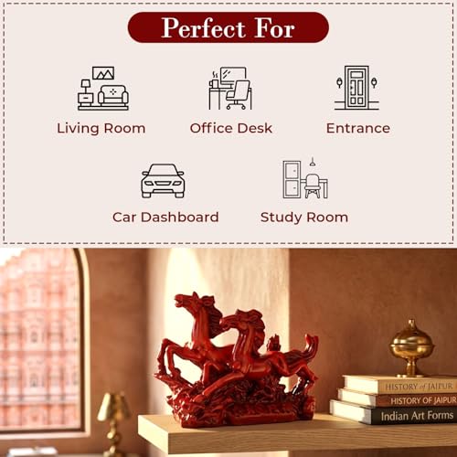 GJ Fengshui Vastu Running Horses Showpiece| Made in India (Red) - Image 4