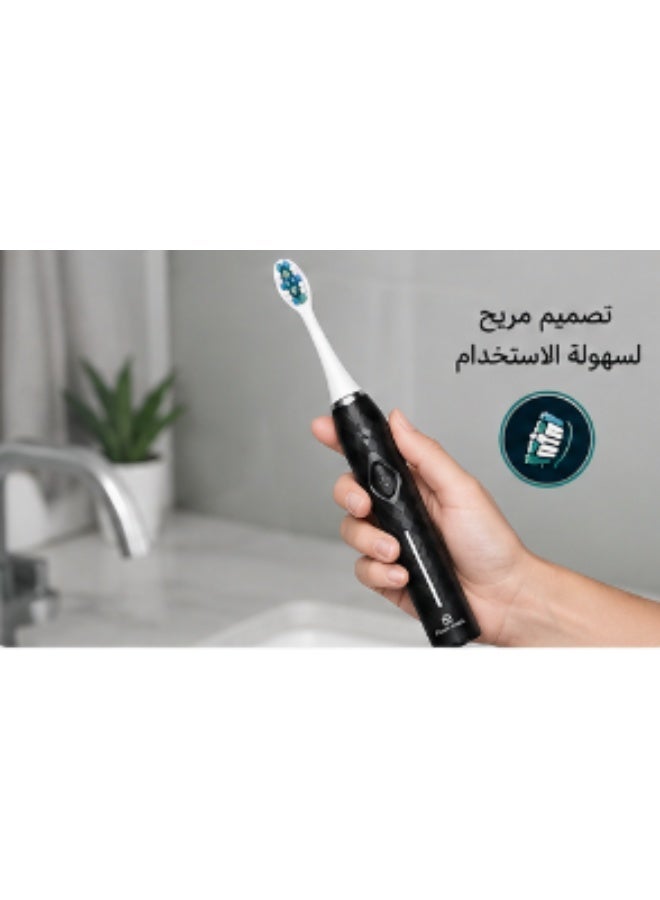 Planet Health Rechargeable electric toothbrush, 5 optional fast charging modes, ultrasonic with built-in 2-minute timer and 2 replacement brush heads, black - Image 4