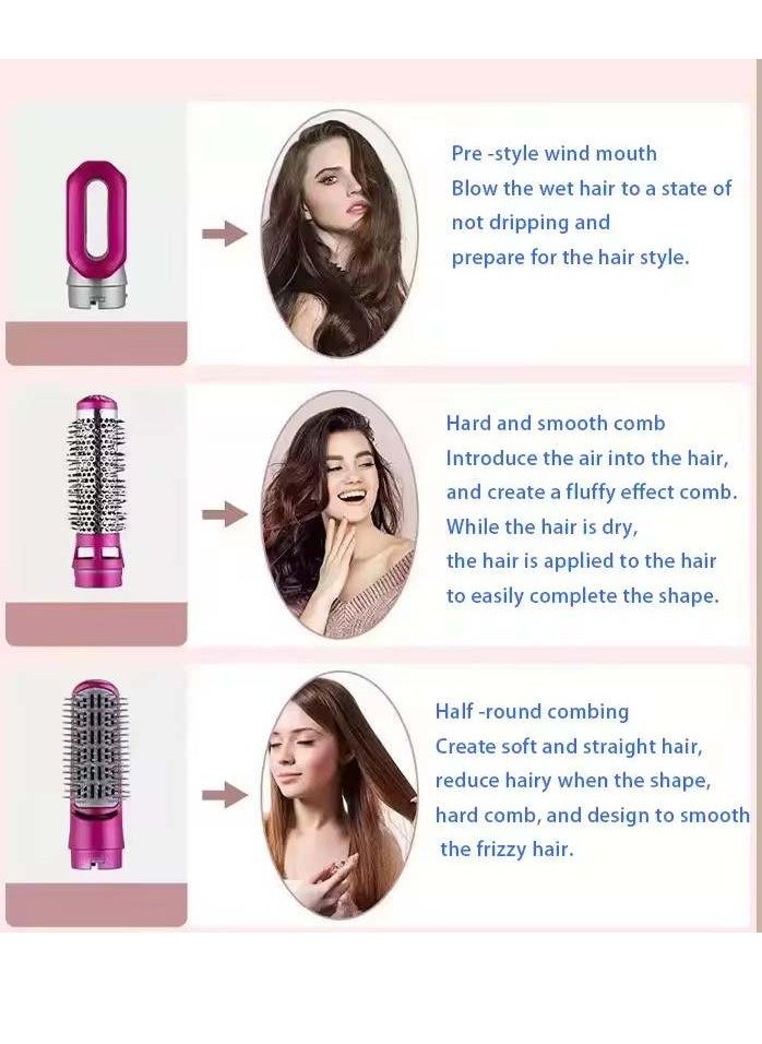 Generic 5 in 1 Curling Rotary Hair Dryer Straightener Comb Curling Brush 5 Interchangeable Barrels 3 Adjustable Modes 30S Heating Smooth Ironing And Styling Tool Suitable for Home And Business Trips  - Image 2