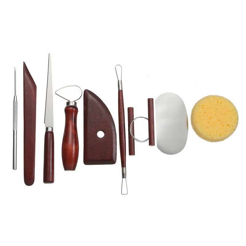 Pottery Tool Set Multi-Size Clay Sculpting Knives 9-piece Rosewood clay tools 