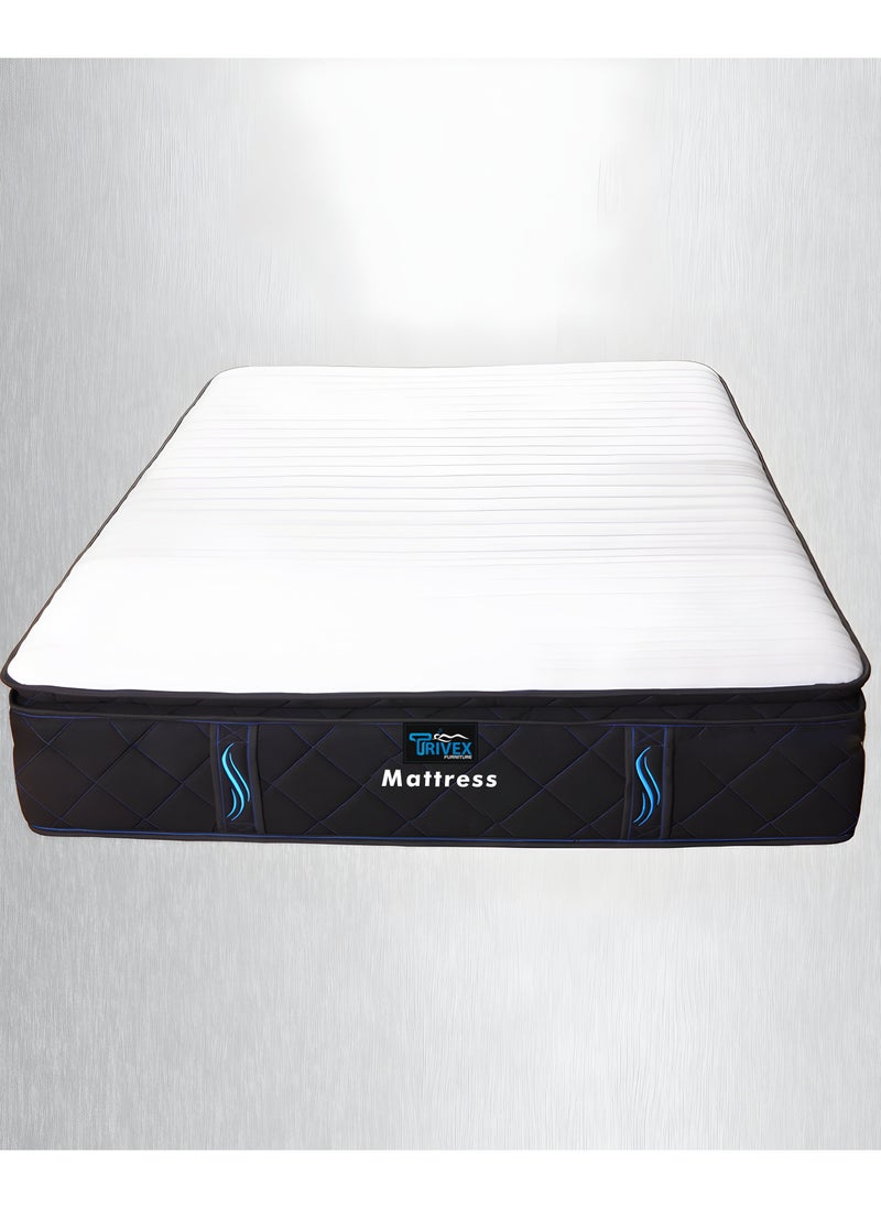 TRIVEX - Queen Size Bonnell Spring Foam Mattress 33cm Thick Mattress with Memory Foam Medium Firm High-Knitted Anti-Bacterial Fire-Retardant Fabric Durable & Comfortable Mattress 160x200 - Image 1