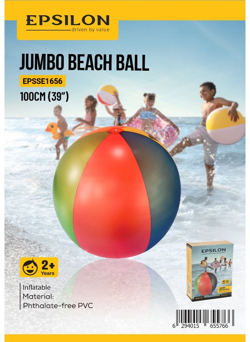 إبسلون كرة شاطئية جامبو إبسلون - EPSSE1656 حجم 100 سم (39 بوصة)، قابلة للنفخ، متينة / مثالية للشاطئ، الحديقة، الحضانة، بجانب المسبح، للعب بالماء / متعددة الألوان - Image 1