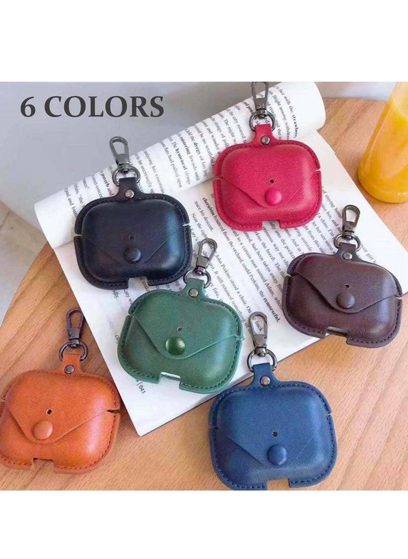 GENNEXT - Leather Protective Case Skin Cover with Keychain and Lock for Apple Airpods 3 Case Women Men Blue - Image 1