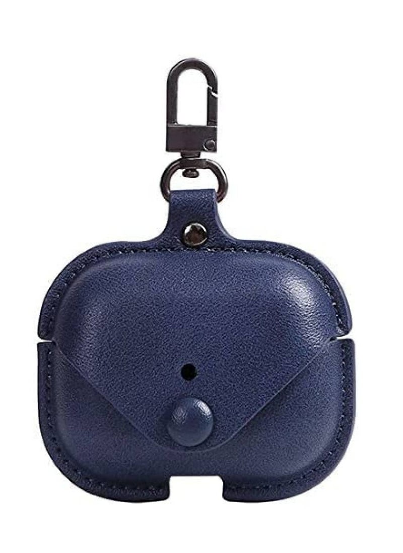 GENNEXT - Leather Protective Case Skin Cover with Keychain and Lock for Apple Airpods 3 Case Women Men Blue - Image 1