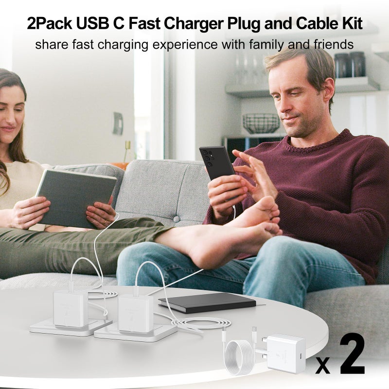 DiHines USB C Charger for Samsung Fast Charger USB C Plug & Cable 3M Long 25W Type C Super Fast Phone Charging Android Adaptor UK 2-Pack for Galaxy S25 Ultra/S24/S23/S22/S21/A56/A36/A17/A16/Note 20/10 White - Image 5