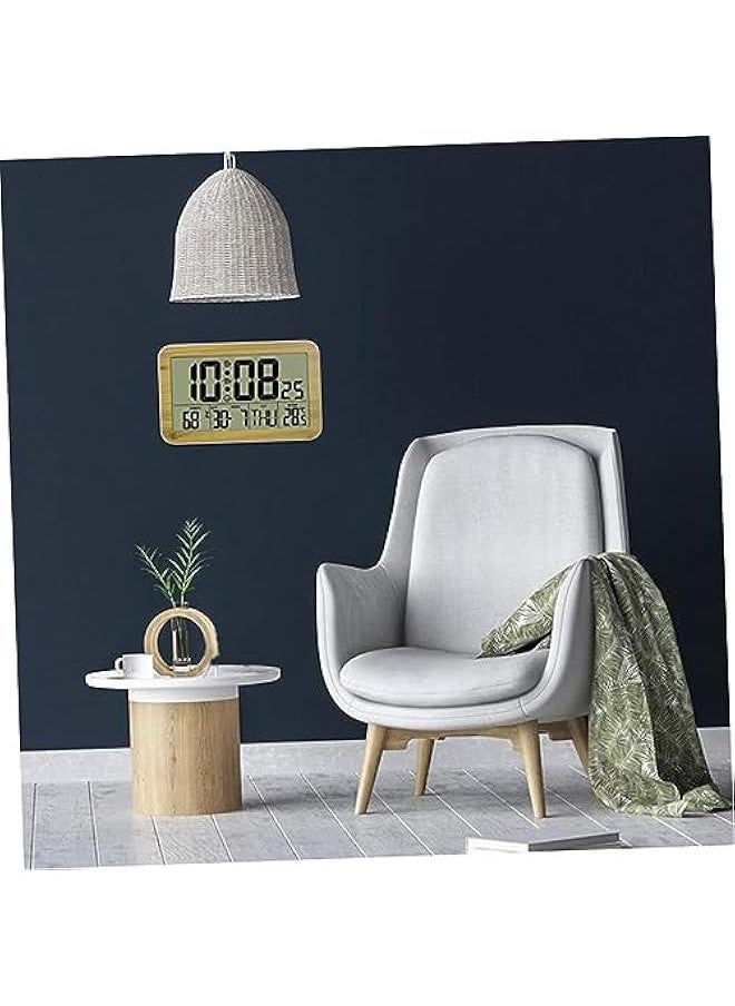 Generic - 1pc Wood Grain Digital Wall Clock Calendar Clock Abs Alarm Clock Digital Alarm Clock Desktop Alarm Clock Room Thermometer Hanging Clock Home Electronic Clock Electronic Alarm Clock - Image 1
