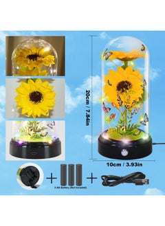 Techshare TECHSHARE Sunflower Gifts for Women,Yellow Artificial Sunflowers with LED Light in Glass Dome,Cute Sunflower for Christmas,Birthday, Mother's Day, Valentine's Day  - Image 4