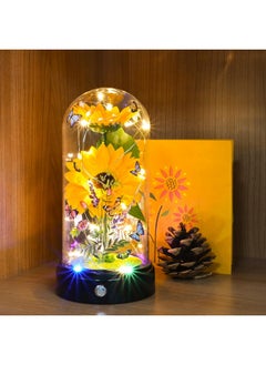 Techshare TECHSHARE Sunflower Gifts for Women,Yellow Artificial Sunflowers with LED Light in Glass Dome,Cute Sunflower for Christmas,Birthday, Mother's Day, Valentine's Day  - Image 2