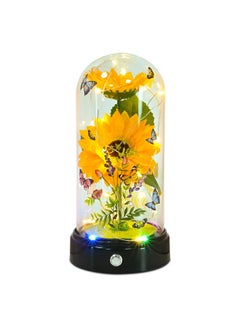 Techshare TECHSHARE Sunflower Gifts for Women,Yellow Artificial Sunflowers with LED Light in Glass Dome,Cute Sunflower for Christmas,Birthday, Mother's Day, Valentine's Day  - Image 1