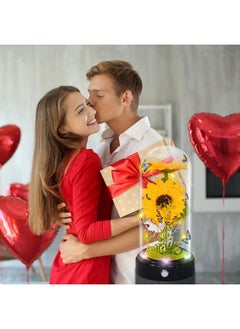 Techshare TECHSHARE Sunflower Gifts for Women,Yellow Artificial Sunflowers with LED Light in Glass Dome,Cute Sunflower for Christmas,Birthday, Mother's Day, Valentine's Day  - Image 5