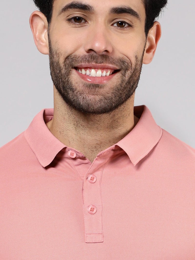 Beyoung Imported Poly Regular Fit Solid Polo Tshirt for Men - Rose Pink | Collar Tshirt | Half Sleeves | Solid Casual T-Shirt - Image 4