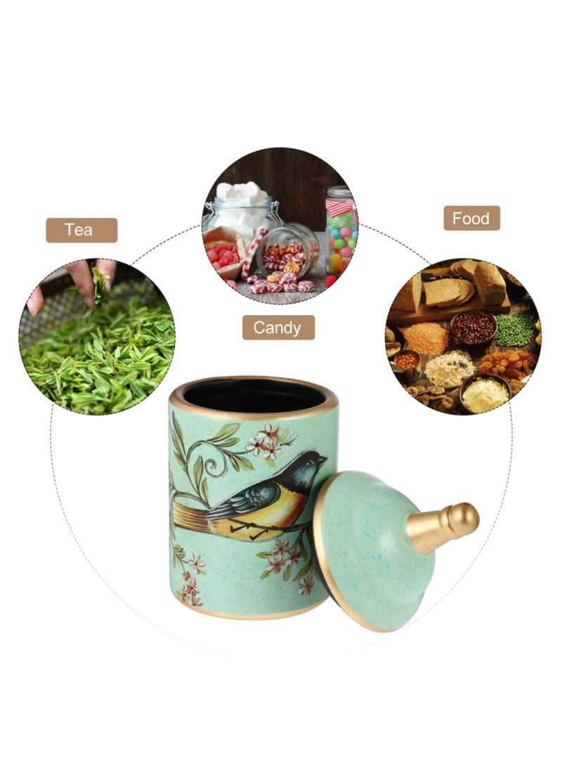 Excefore جرار تخزين الطعام الخزفي، حاوية تخزين الشاي، حاوية مطبخ عتيقة، حاويات بسدادة محكمة الإغلاق للقهوة المطحونة، السكر، الشاي، الملح - Image 3