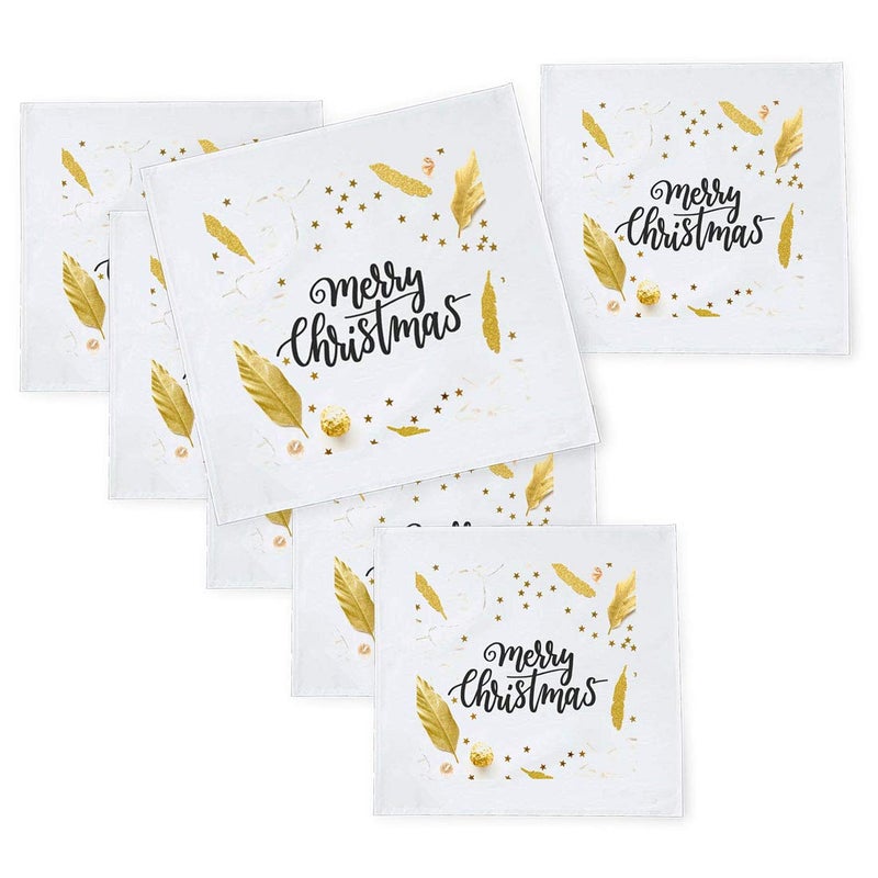 Khakee 6 Pcs Christmas Theme Tafta Silk Table Napkins 10x 10 for Xmas Decoration Christmas OrnamentsChristmas Gift npxmas21P - Image 1