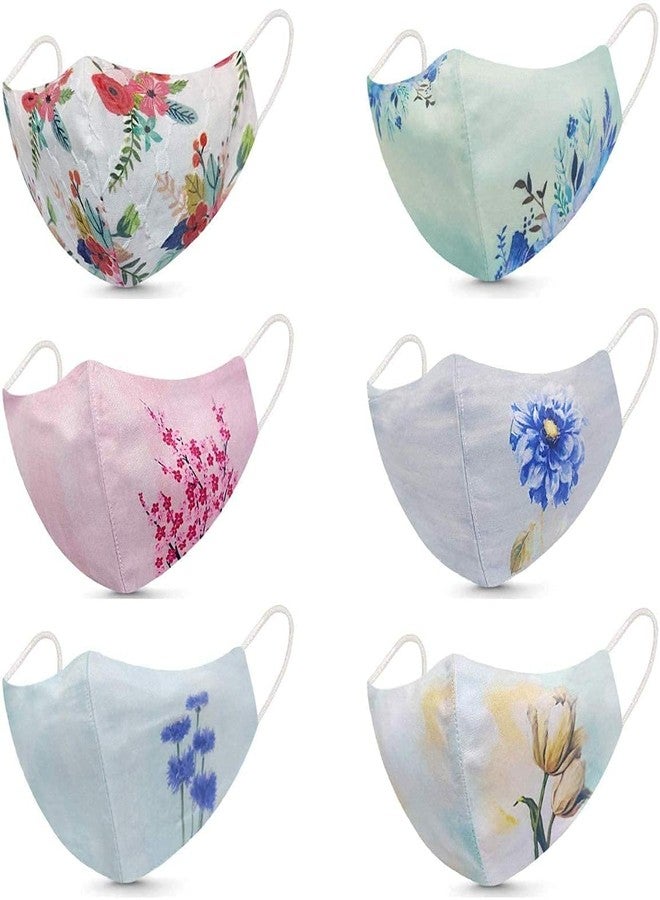 Sajani Pure Cotton Face Mask for Women/ Digital Printed Mask/ 3 Layers Skin Friendly Washable Fabric, Light Weight & Comfortable Mask(Pack Of 14) - Image 1