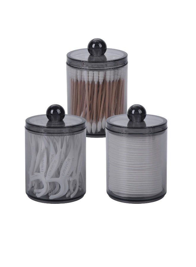 Small Cotton Pad Holder, 3 Pack Qtip Holder, 10oz Small Cotton Swab Ball Holder with Lid, Bathroom Containers Dispenser, Makeup Organizer, Cotton Bud Holder Bathroom Jars Container - Image 1