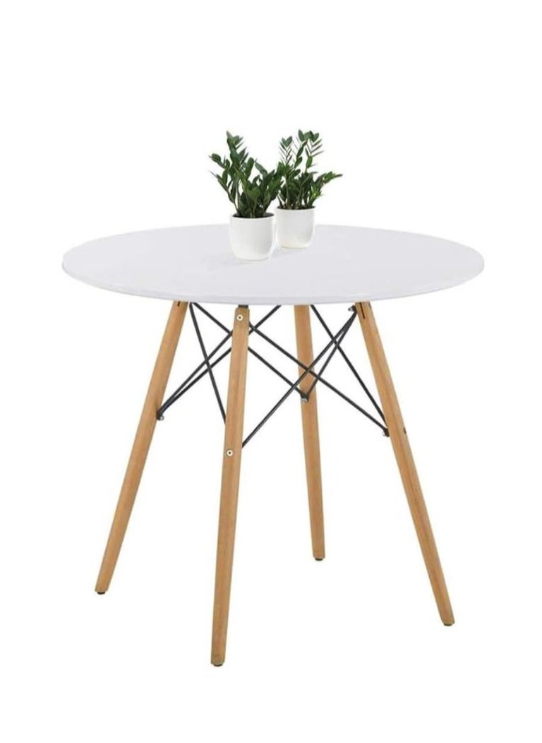 Golden - Round Dining Table White Kitchen Table White Dining Table with MDF Top Modern Style Coffee Table Leisure Dining Room Round Table - Image 1