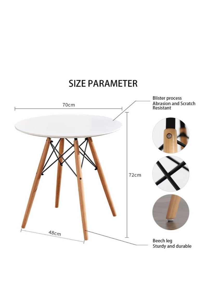 Golden - Round Dining Table White Kitchen Table White Dining Table with MDF Top Modern Style Coffee Table Leisure Dining Room Round Table - Image 1