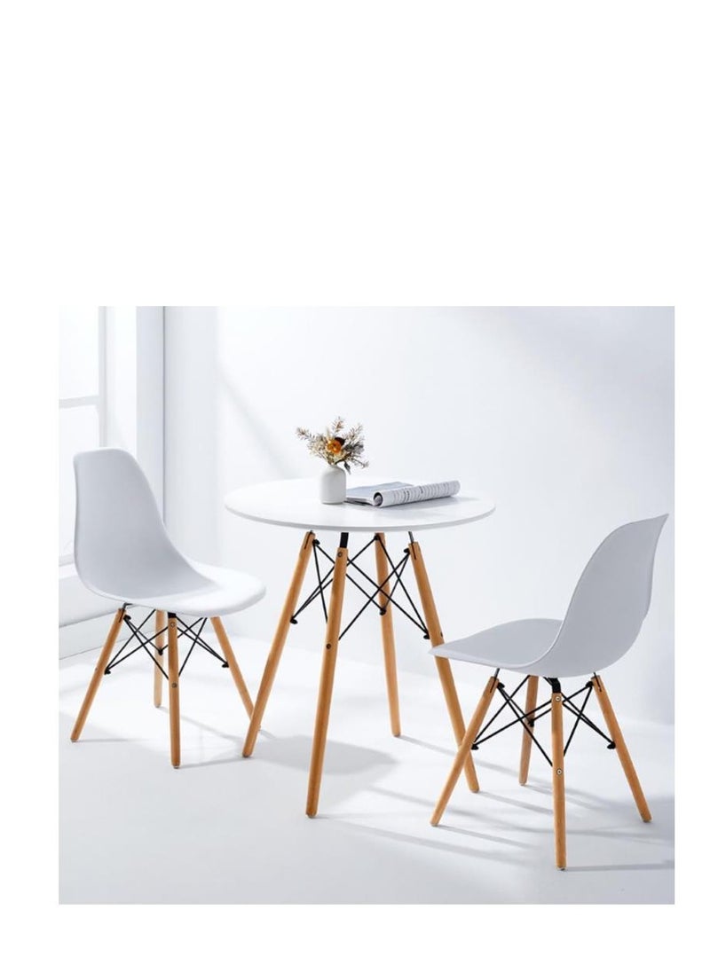 Golden - Round Dining Table White Kitchen Table White Dining Table with MDF Top Modern Style Coffee Table Leisure Dining Room Round Table - Image 1
