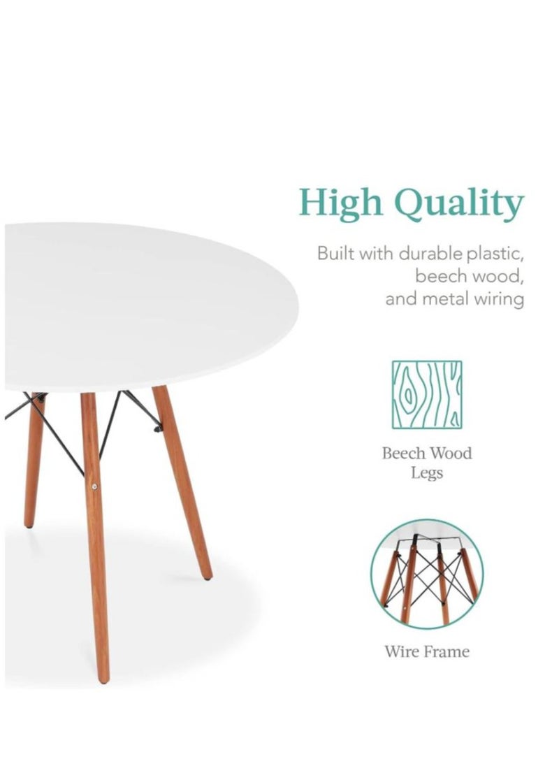 Golden - Round Dining Table White Kitchen Table White Dining Table with MDF Top Modern Style Coffee Table Leisure Dining Room Round Table - Image 1