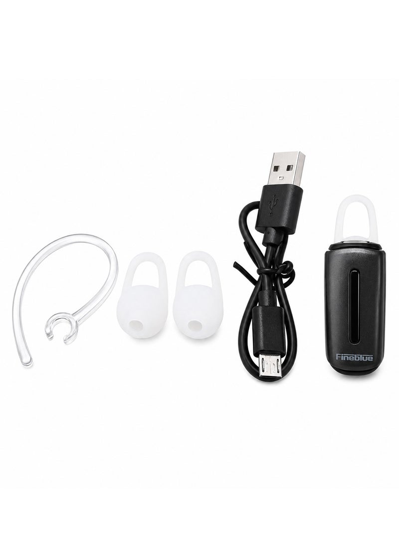 Fineblue J132 Pro Bluetooth Wireless Headset V5.4 Mono Earphone with HD Microphone, Hands Free Calling, Multipoint Pairing, Noise Reduction, Lightweight In Ear Earpiece, 10m Range, Compatible with Android iOS Smartphones for Daily Use Black USB - Image 2