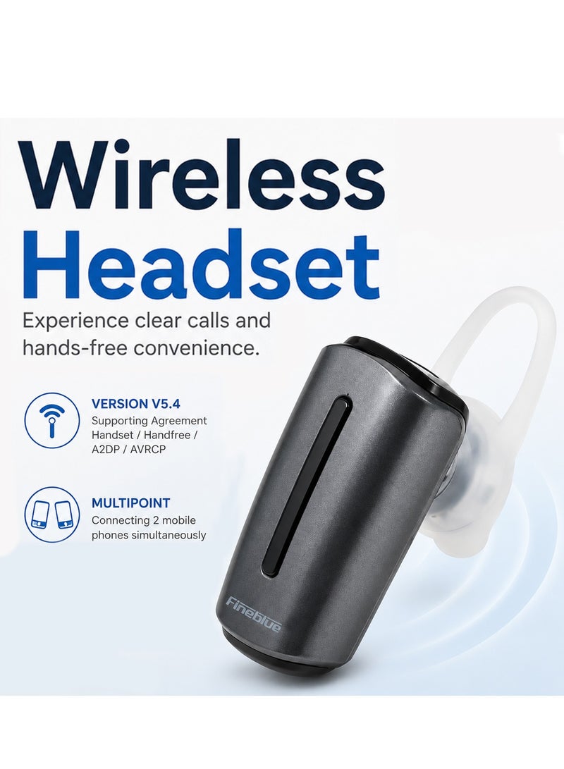 Fineblue J132 Pro Bluetooth Wireless Headset V5.4 Mono Earphone with HD Microphone, Hands Free Calling, Multipoint Pairing, Noise Reduction, Lightweight In Ear Earpiece, 10m Range, Compatible with Android iOS Smartphones for Daily Use Black USB - Image 5
