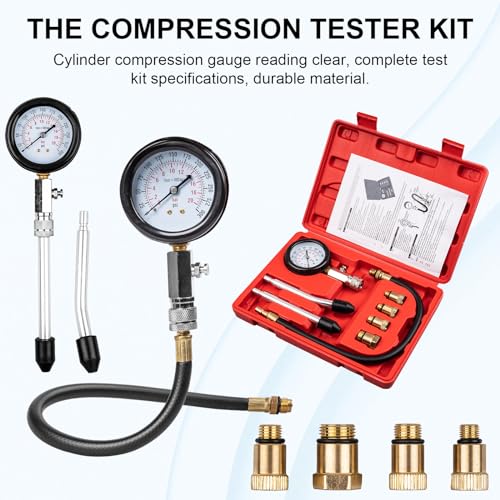 Clatoon 8pcs Petrol Engine Cylinder Compression Tester Kit, Small Engine Compression Tester Automotive Tool Gauge 0-300PSI for Testing Car Motorcycle Outboard Motor Snowmobile Chainsaw - Image 5