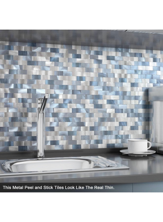 Benice BeNice Peel and Stick Backsplash Metal Tile Backsplash Panels,Stick on Backsplash Bathroom Tiles for Wall Tile Peel and Stick(Blue Blend,5sheets)  - Image 4