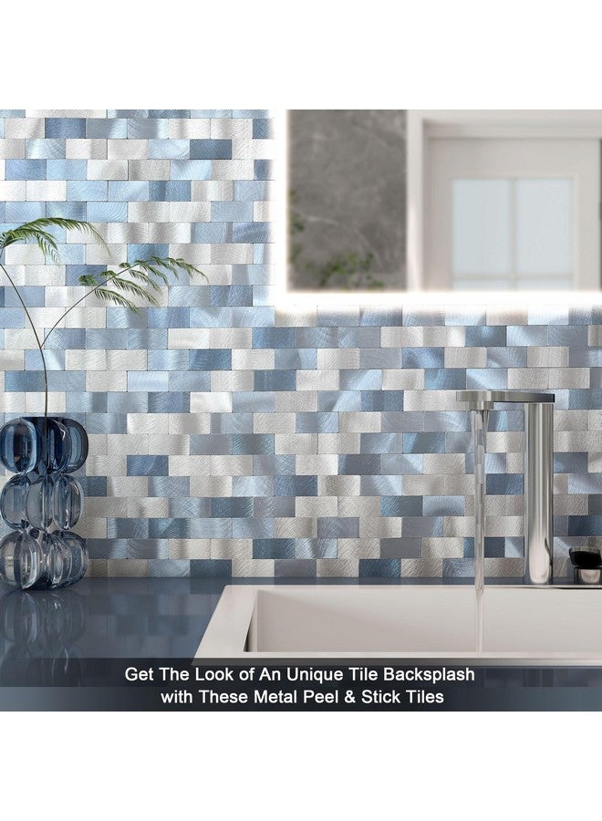 Benice BeNice Peel and Stick Backsplash Metal Tile Backsplash Panels,Stick on Backsplash Bathroom Tiles for Wall Tile Peel and Stick(Blue Blend,5sheets)  - Image 3