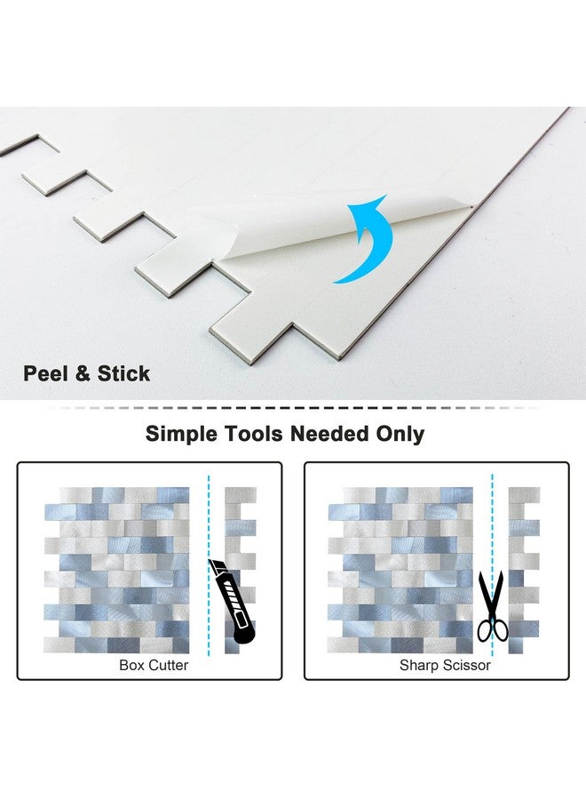 Benice BeNice Peel and Stick Backsplash Metal Tile Backsplash Panels,Stick on Backsplash Bathroom Tiles for Wall Tile Peel and Stick(Blue Blend,5sheets)  - Image 5