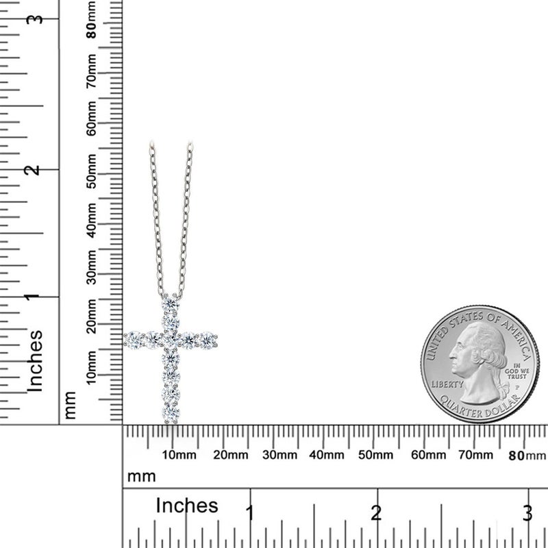 Gem Stone King Moissanite Cross Necklace | 925 Sterling Silver | 1.76 Cttw | 1 Inch | Jesus Christian Religious Crucifix Jewelry Pendant Necklace for Women | with 18 Inch Silver Chain - Image 3