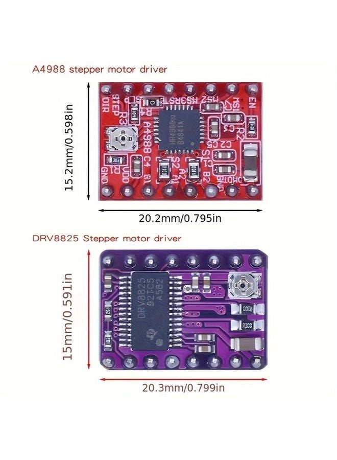 وحدة تحريك المحركات الخطوية الأرجوانية A4988 DRV8825 مع مشتت حراري وحماية دائرة حتى 36 فولت - Image 3