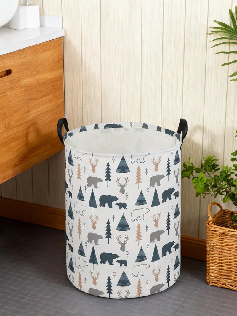ESSME Kids Laundry Basket,Bear Hamper Collapsible Canvas Waterproof Storage Bin forBoys, Woodland Hamper,Gift Baskets(Bear) - Image 3
