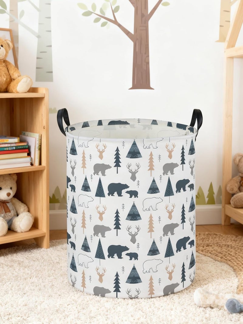 ESSME Kids Laundry Basket,Bear Hamper Collapsible Canvas Waterproof Storage Bin forBoys, Woodland Hamper,Gift Baskets(Bear) - Image 4
