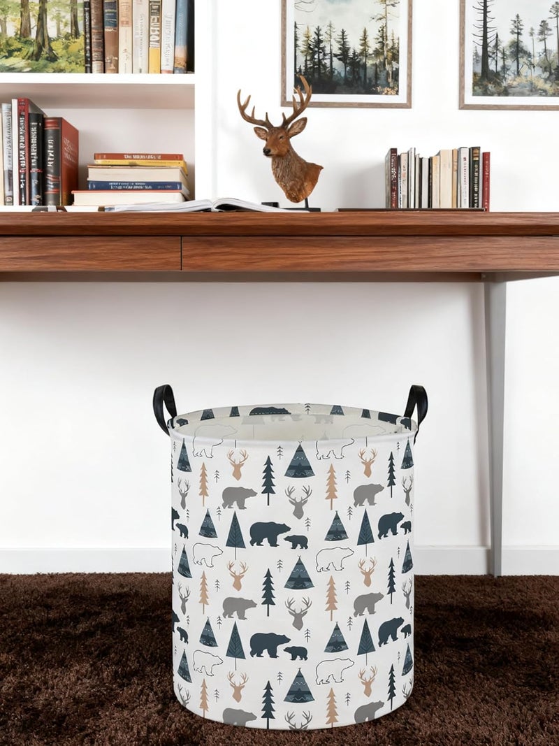 ESSME Kids Laundry Basket,Bear Hamper Collapsible Canvas Waterproof Storage Bin forBoys, Woodland Hamper,Gift Baskets(Bear) - Image 5