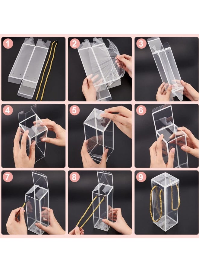 10 Pcs Clear PVC Gift Box Set, Transparent Rectangle Candy Boxes with White Borders and Cord for Weddings and Parties, Ideal for Gift Packaging - Image 4