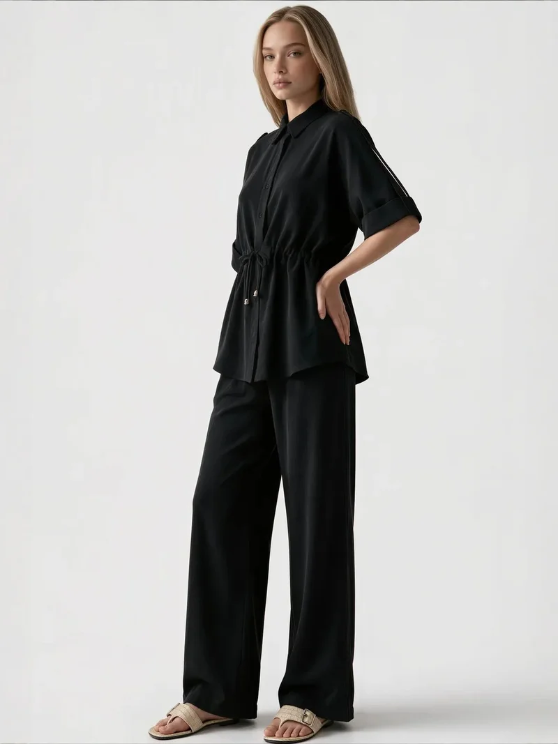 Jennyfer Black Cotton Viscose Two-Piece Coord for Women | Best Price UAE