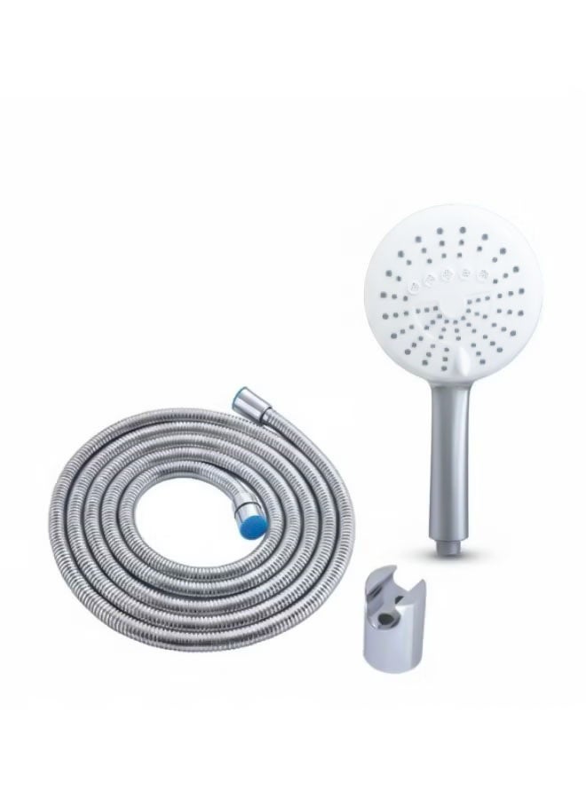 Chrome-plated high-pressure shower head set with flexible hose and wall mount - 3 water flow modes, water-saving design, easy to install in all bathrooms