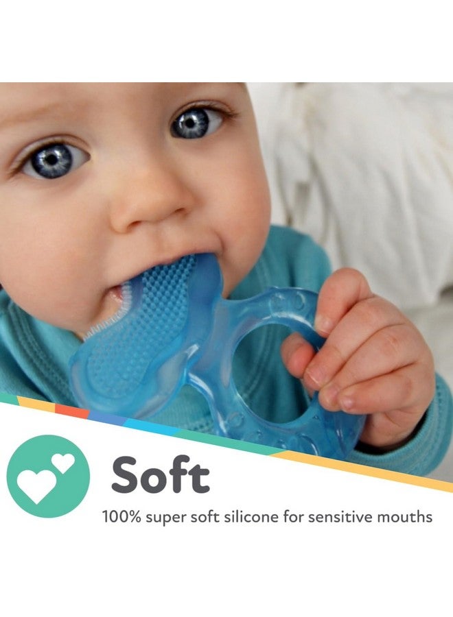 نوبي عضاضة نوبي الناعمة المصنوعة من السيليكون مع شعيرات تدليك | عبوة من قطعتين: أزرق | من عمر 3 أشهر فما فوق | حقيبة سفر متضمنة - Image 1