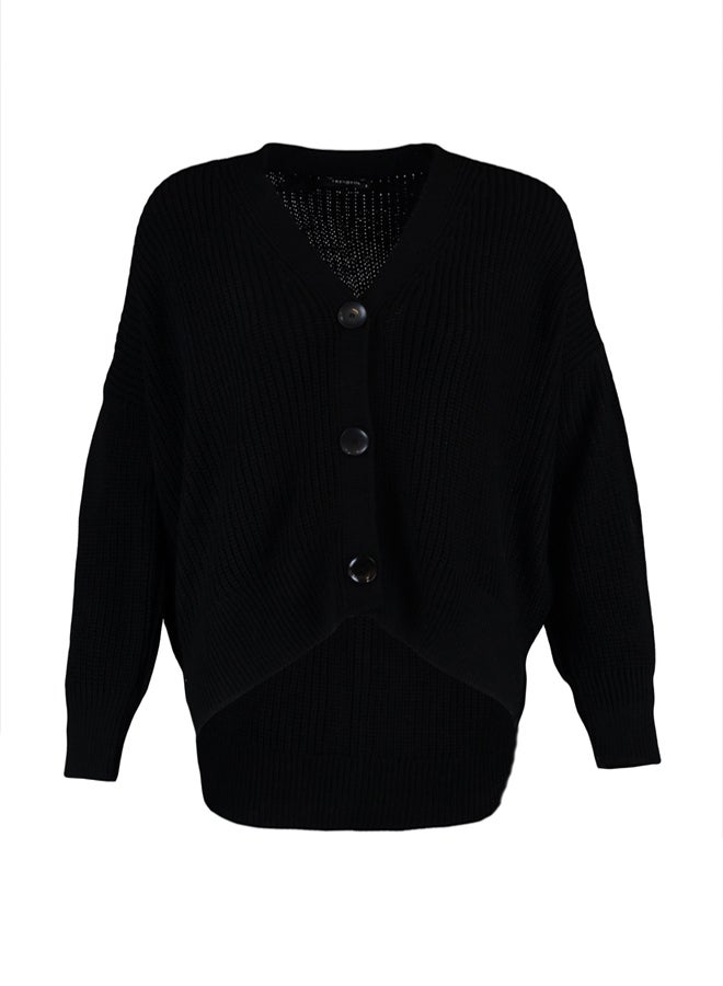 trendyol Black Wide Fit V Neck Knitwear Cardigan - Image 5
