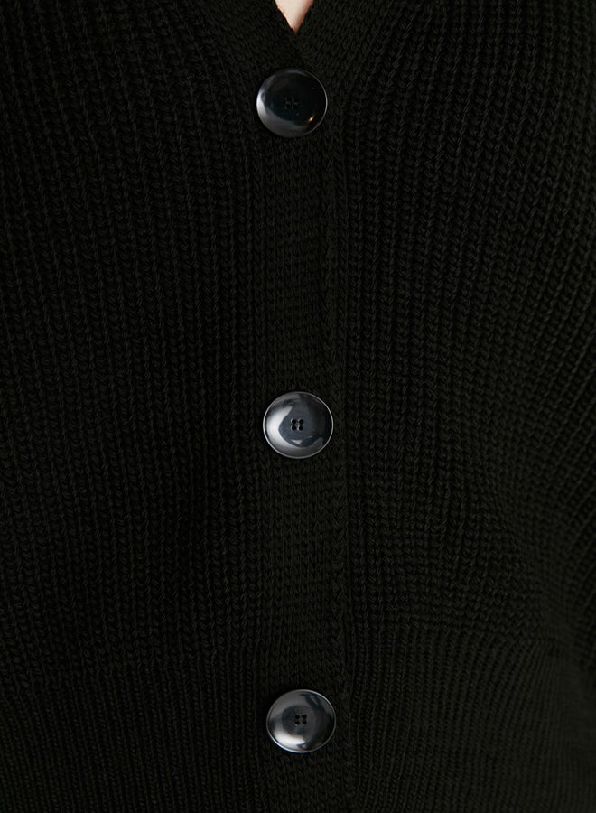 trendyol Black Wide Fit V Neck Knitwear Cardigan - Image 4